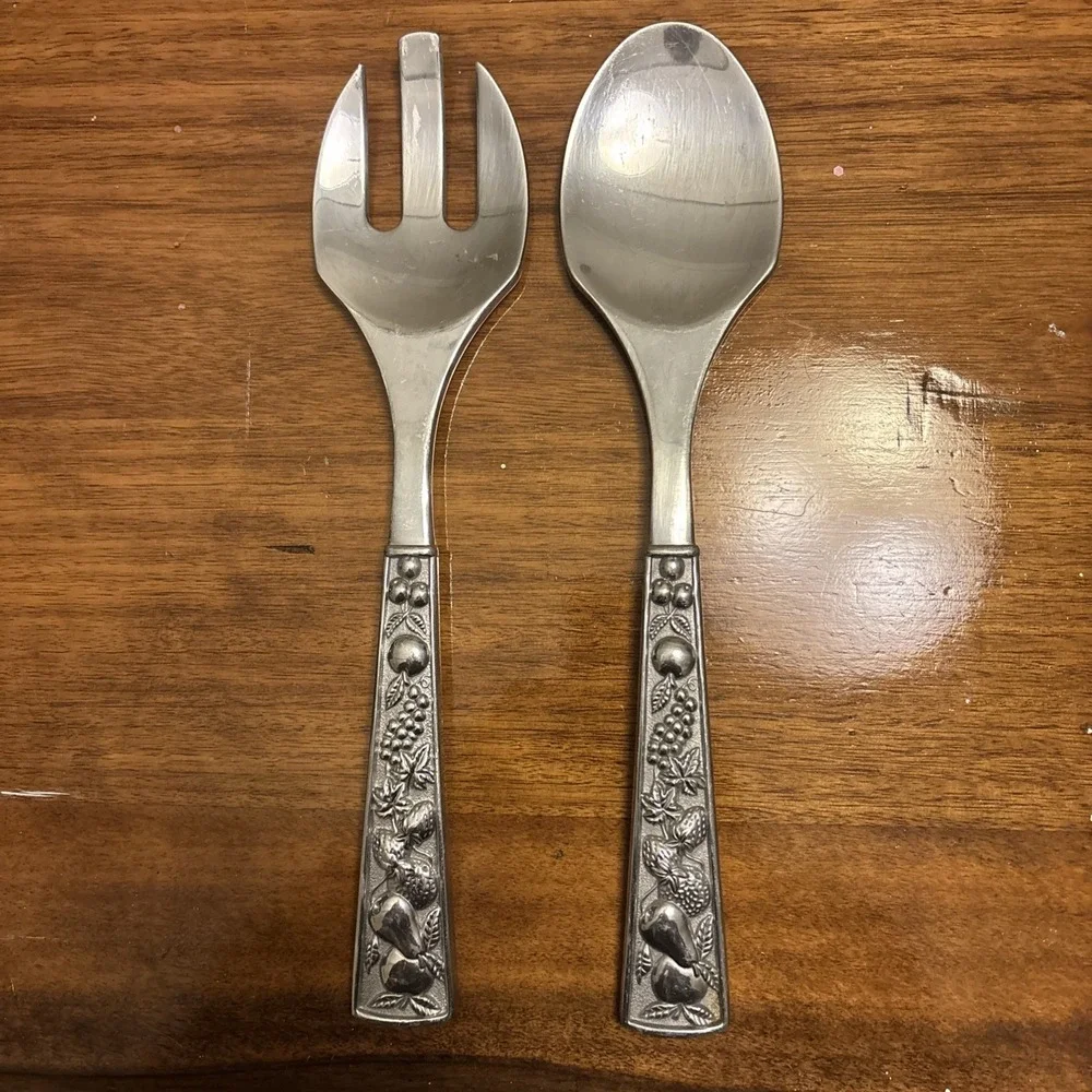 Set Of 2 - Lenox Organic Salad Serving Set Pressed Aluminum 13
